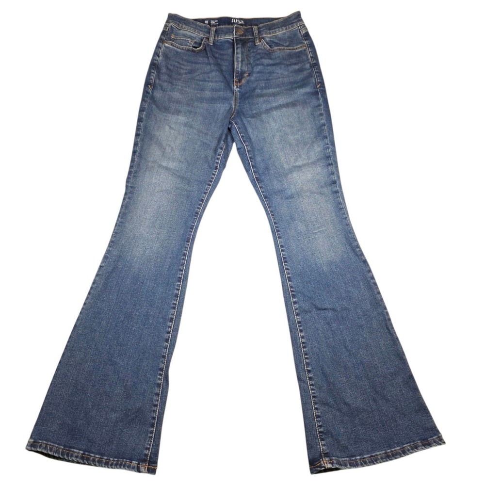 a.n.a. Womens High Rise Flare Jeans Medium Wash Denim Blue Size 10